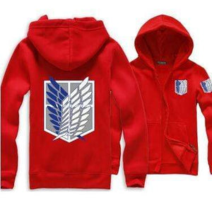Red Attack on Titan Zip Hoodie anime-store